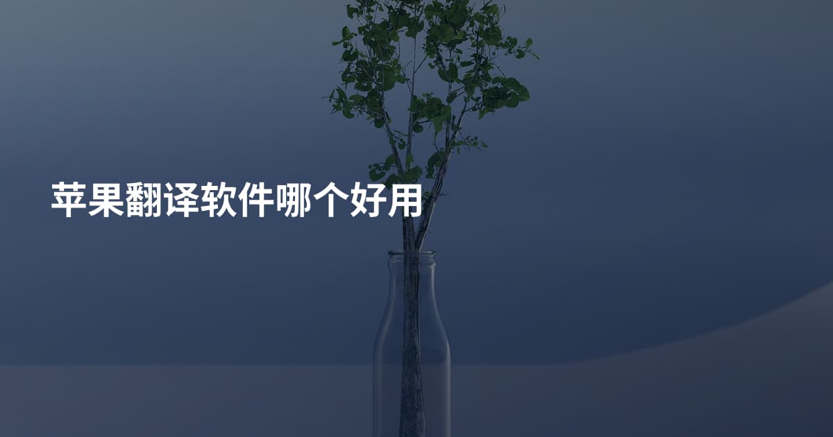 苹果翻译软件哪个好用