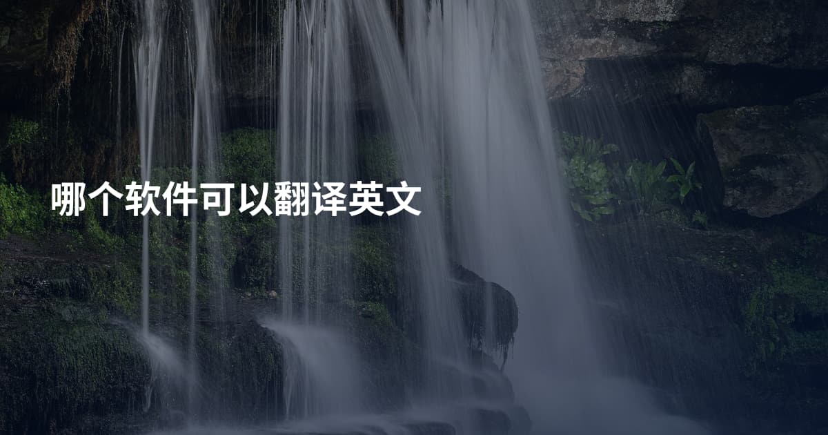 哪个软件可以翻译英文