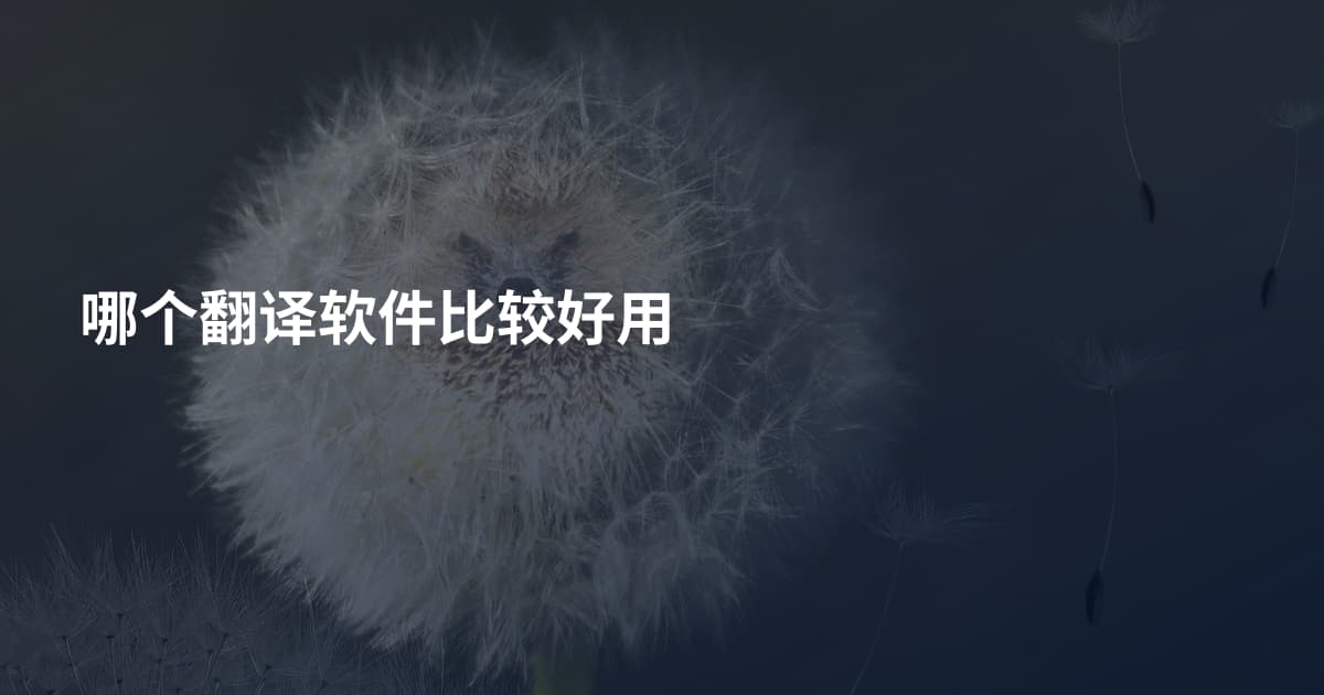 哪个翻译软件比较好用