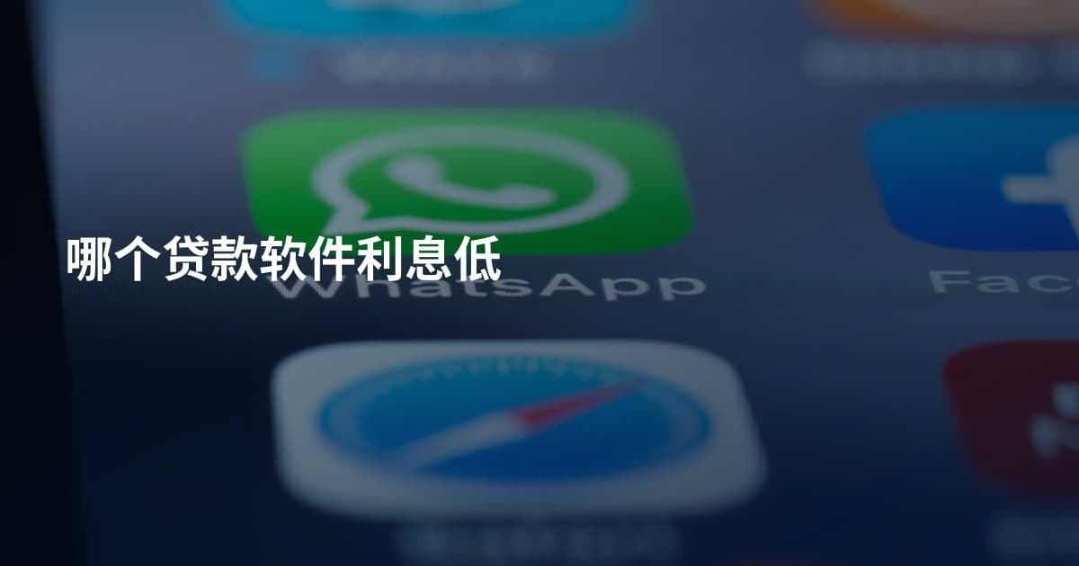 哪个贷款软件利息低