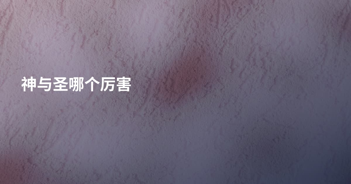 神与圣哪个厉害