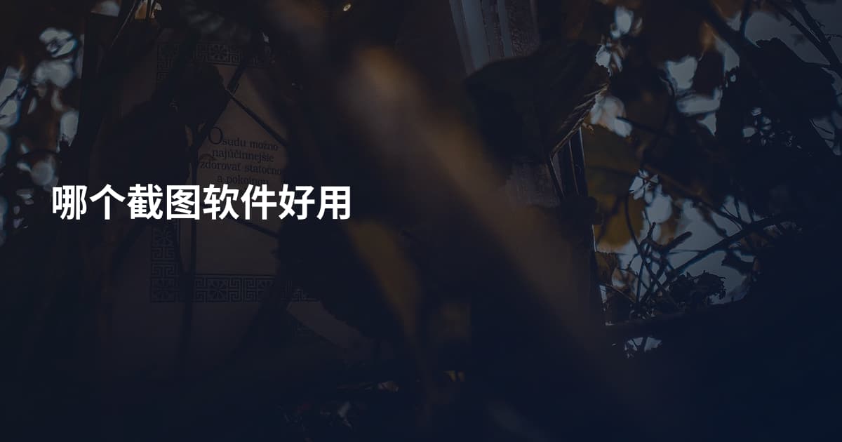 哪个截图软件好用