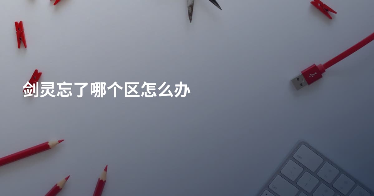 剑灵忘了哪个区怎么办