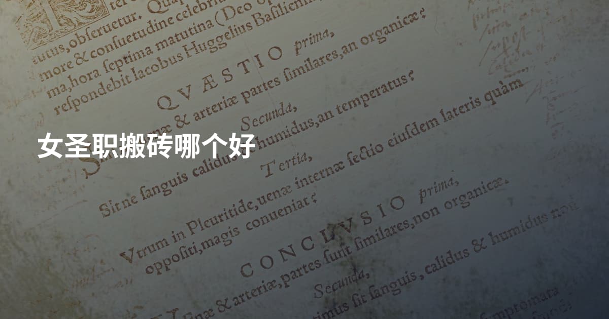 女圣职搬砖哪个好