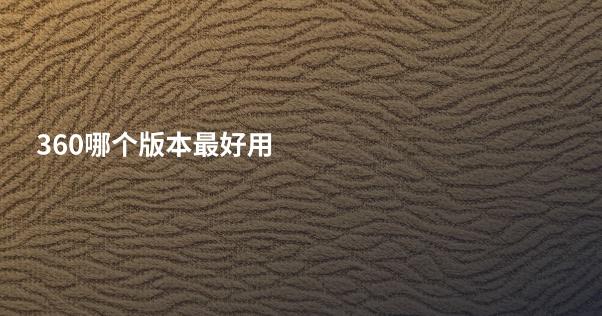 360哪个版本最好用