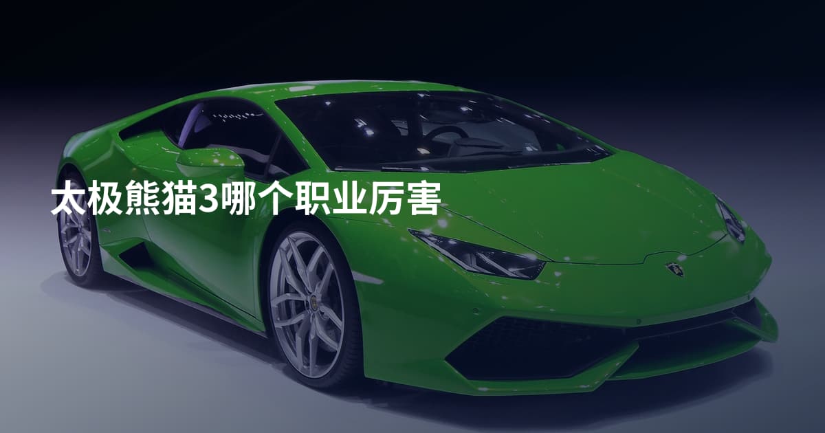 太极熊猫3哪个职业厉害
