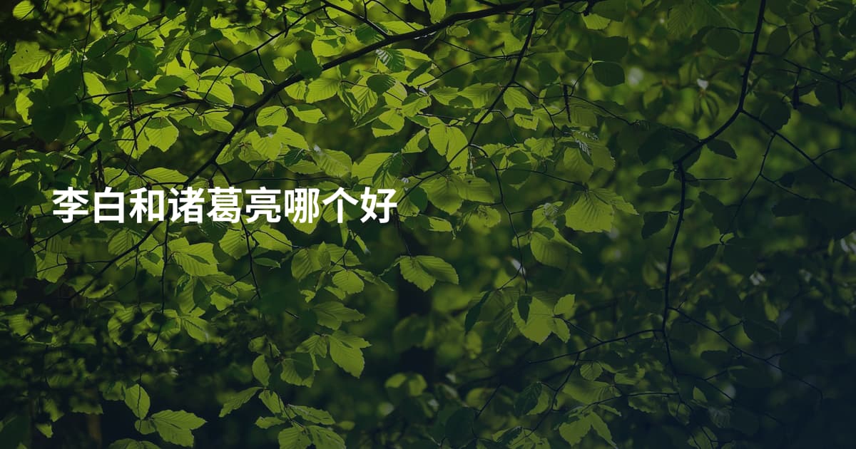 李白和诸葛亮哪个好