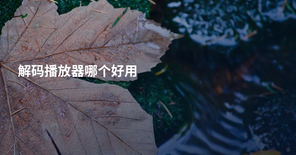 解码播放器哪个好用