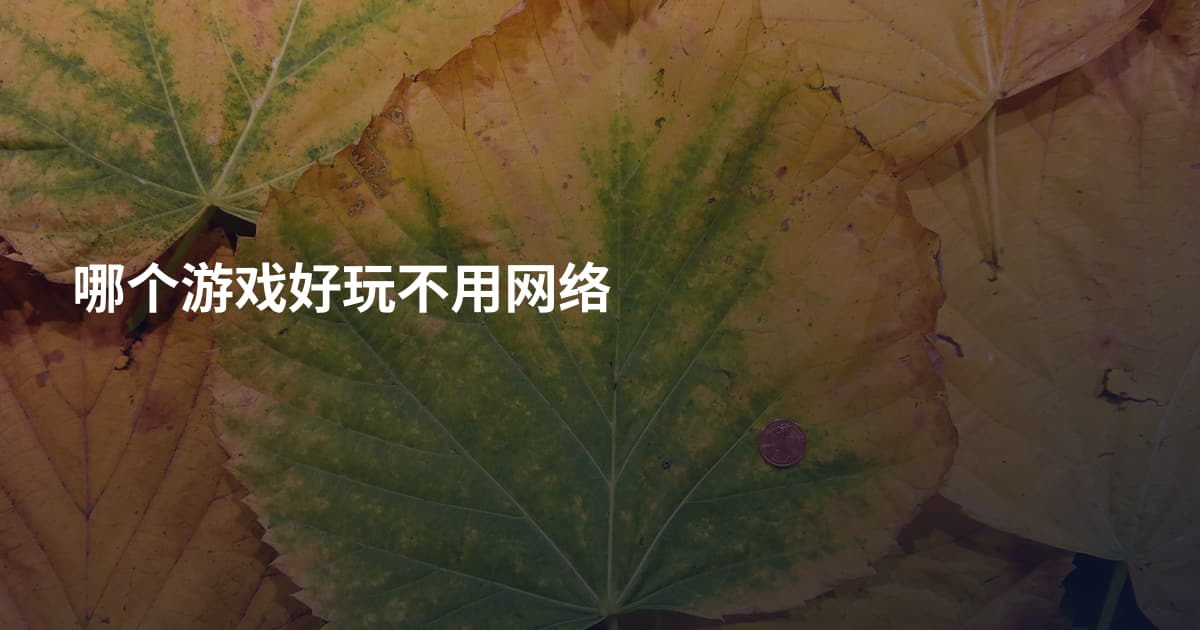 哪个游戏好玩不用网络