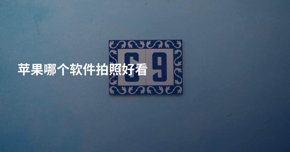 苹果哪个软件拍照好看