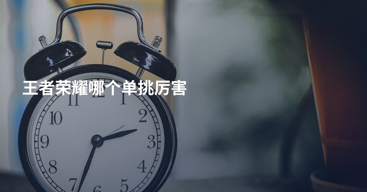 王者荣耀哪个单挑厉害