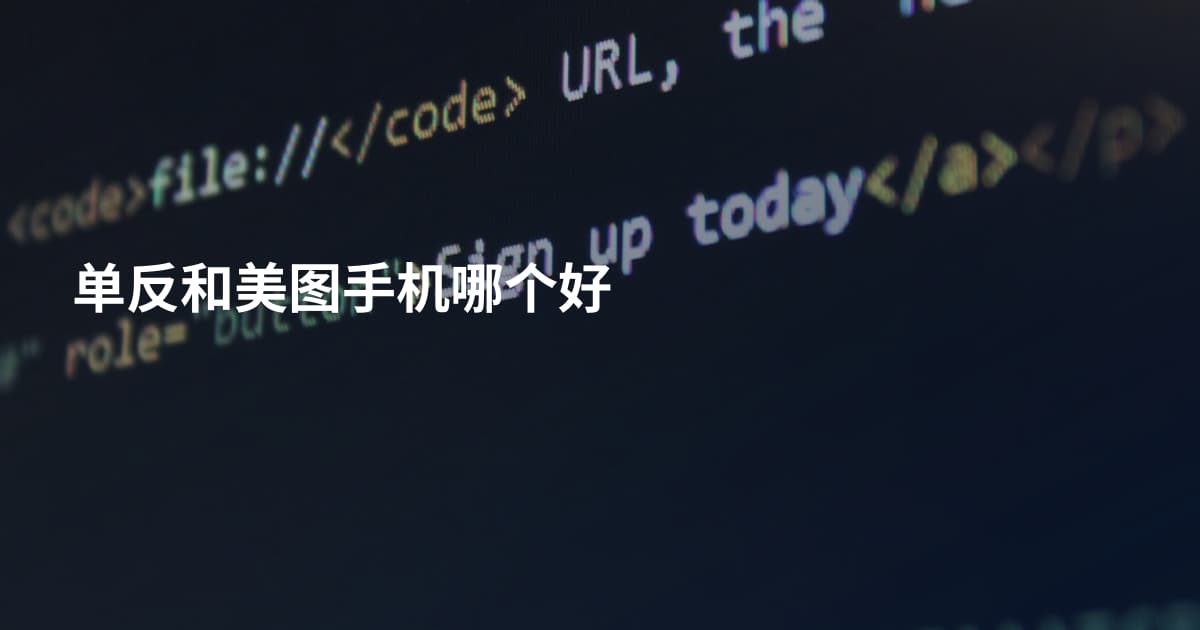 单反和美图手机哪个好