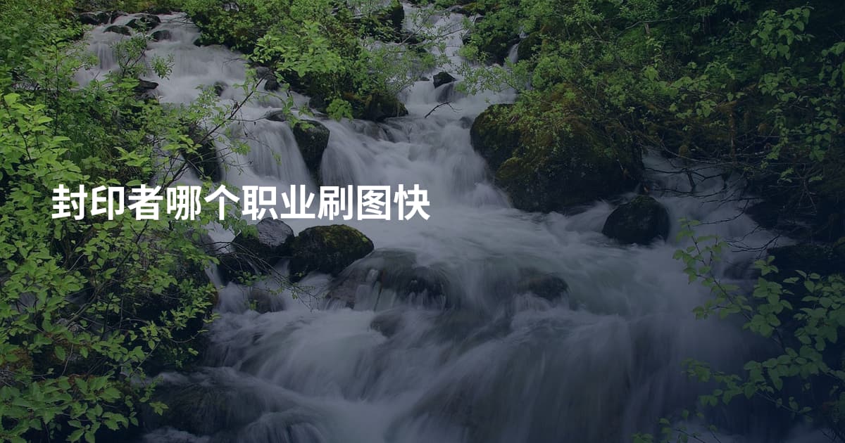 封印者哪个职业刷图快