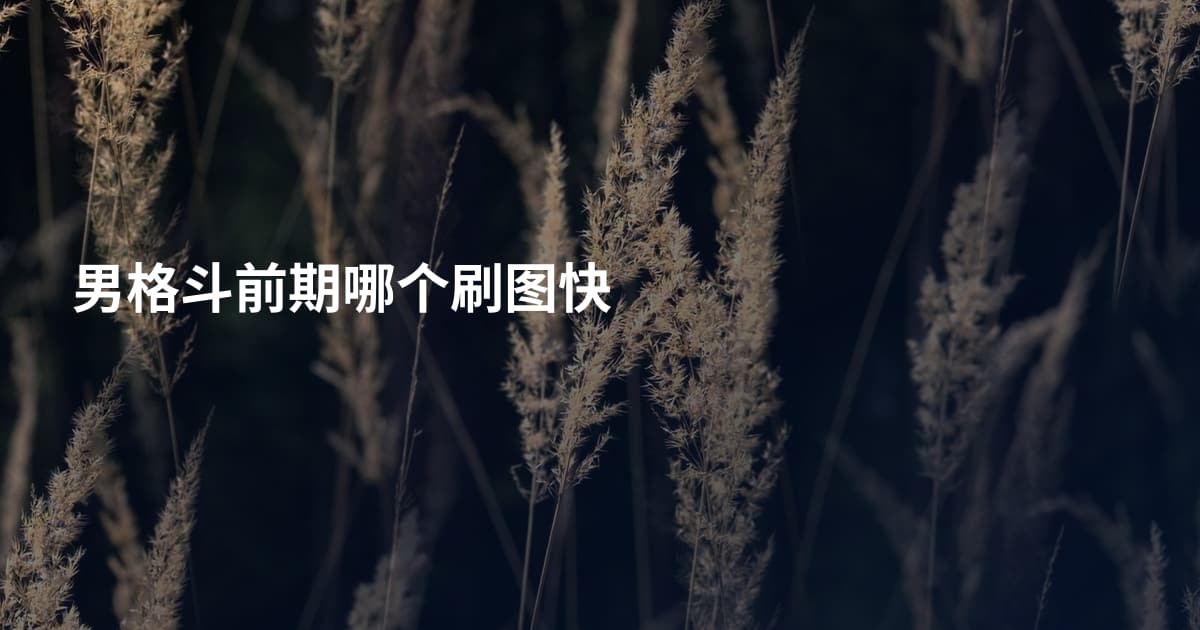 男格斗前期哪个刷图快