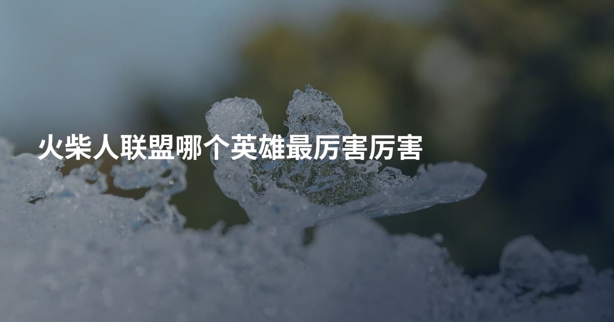 火柴人联盟哪个英雄最厉害厉害