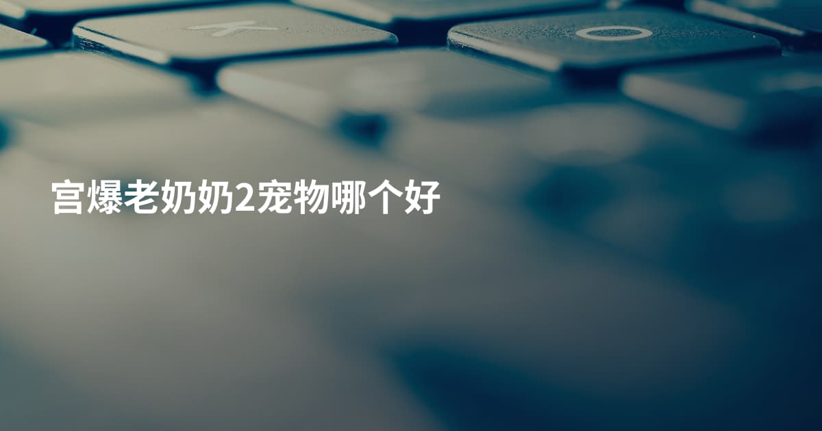 宫爆老奶奶2宠物哪个好