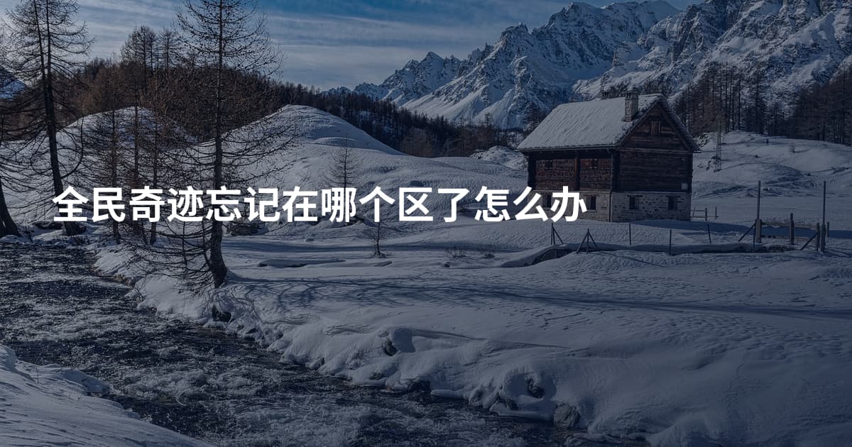 全民奇迹忘记在哪个区了怎么办
