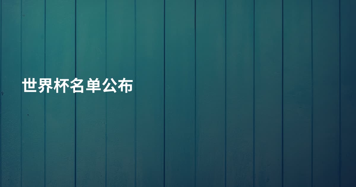 世界杯名单公布