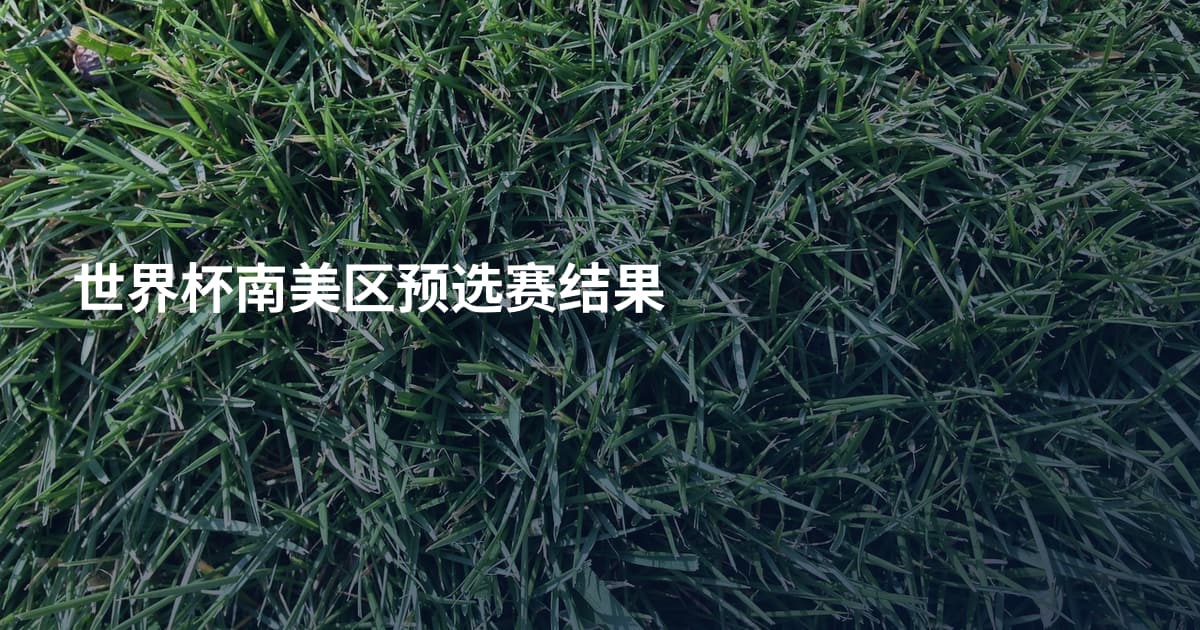 世界杯南美区预选赛结果