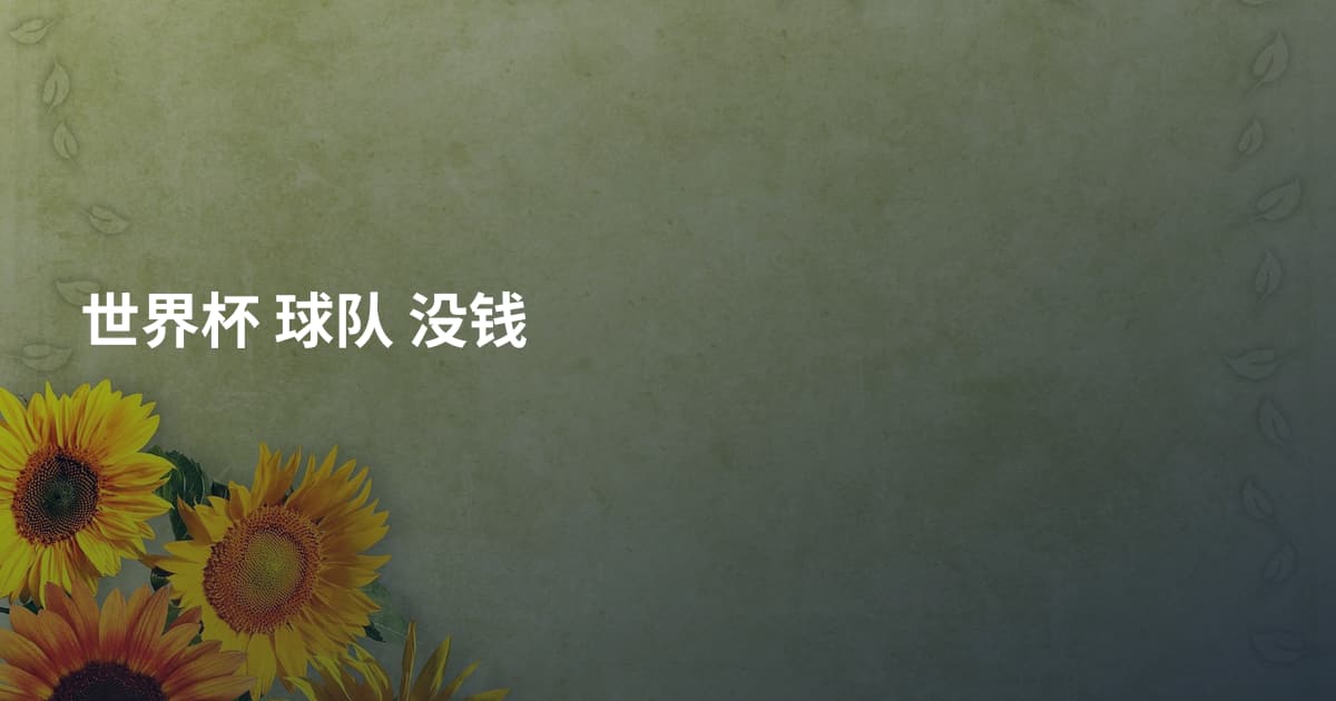 世界杯 球队 没钱