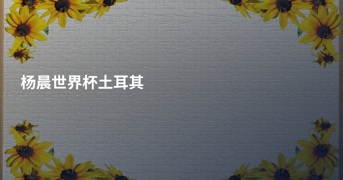 杨晨世界杯土耳其