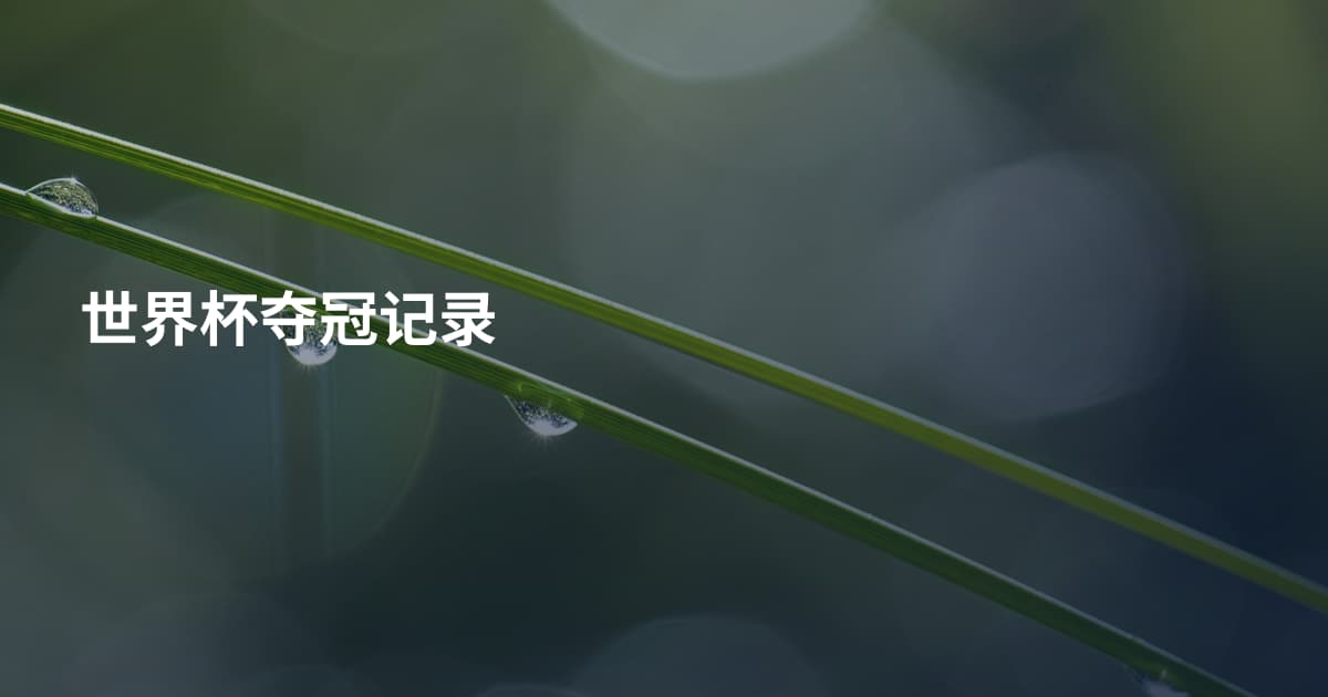 世界杯夺冠记录