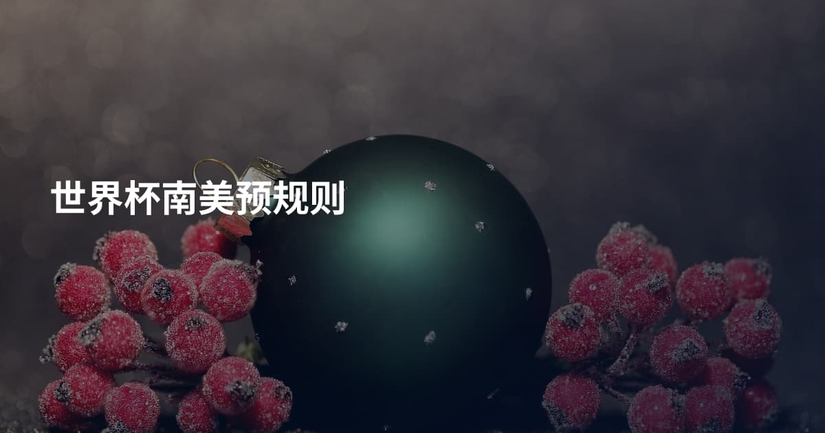 世界杯南美预规则