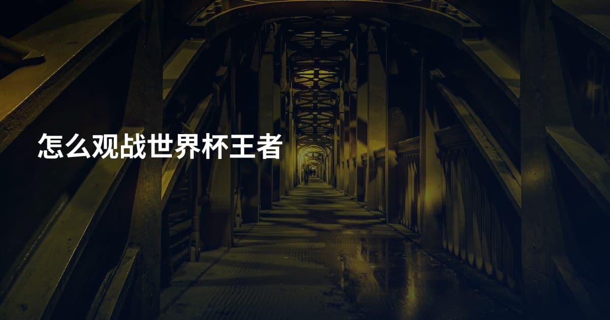 怎么观战世界杯王者