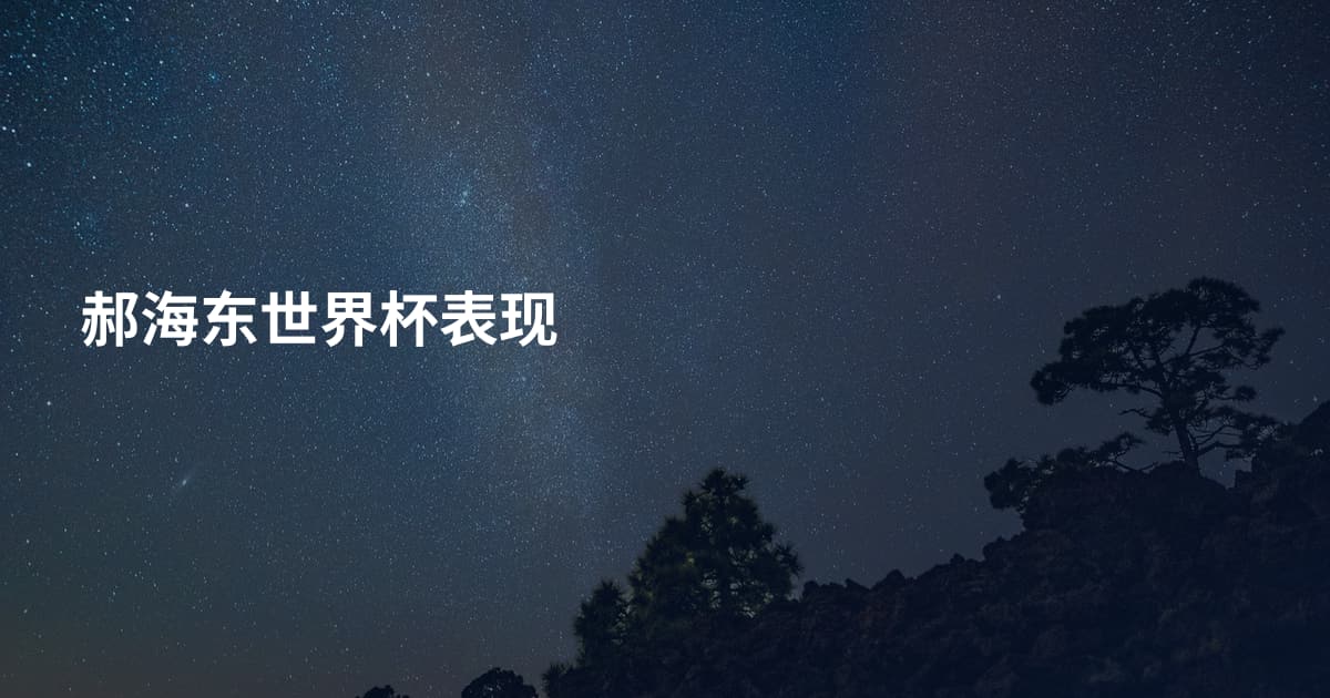 郝海东世界杯表现