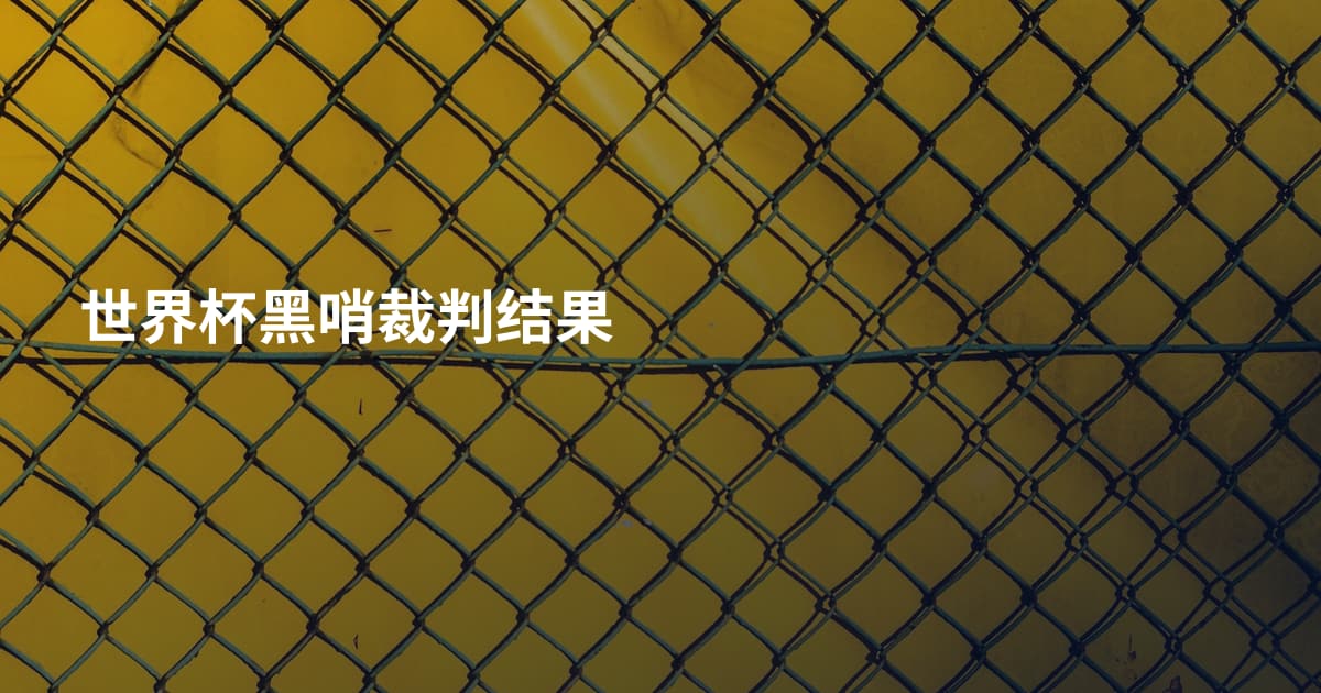 世界杯黑哨裁判结果
