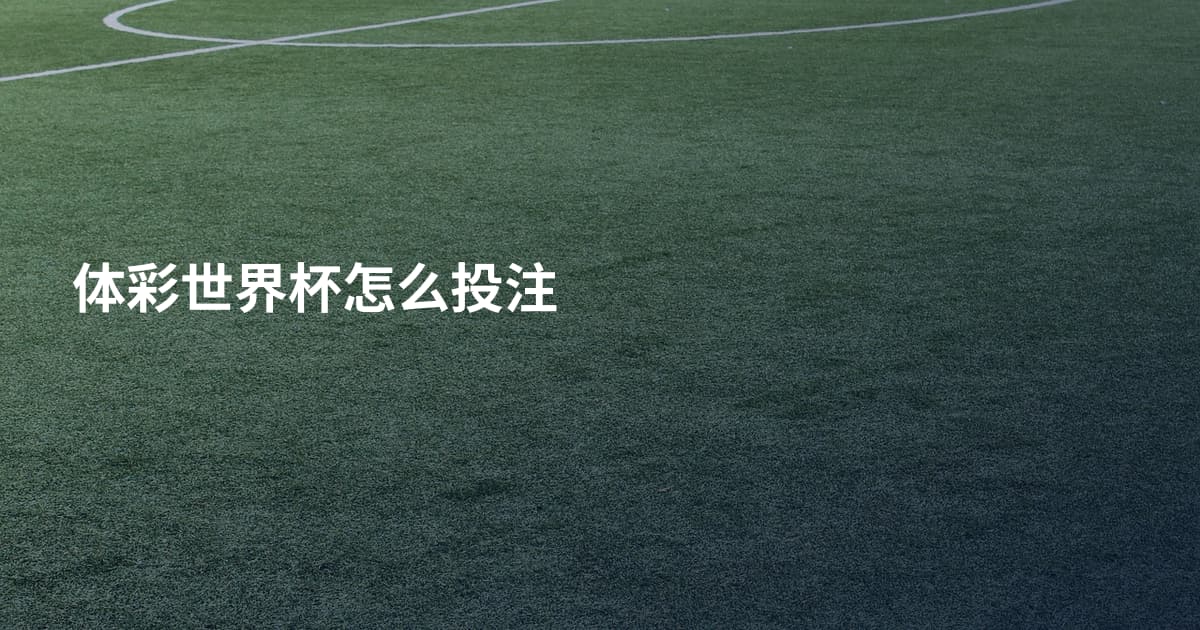 体彩世界杯怎么投注