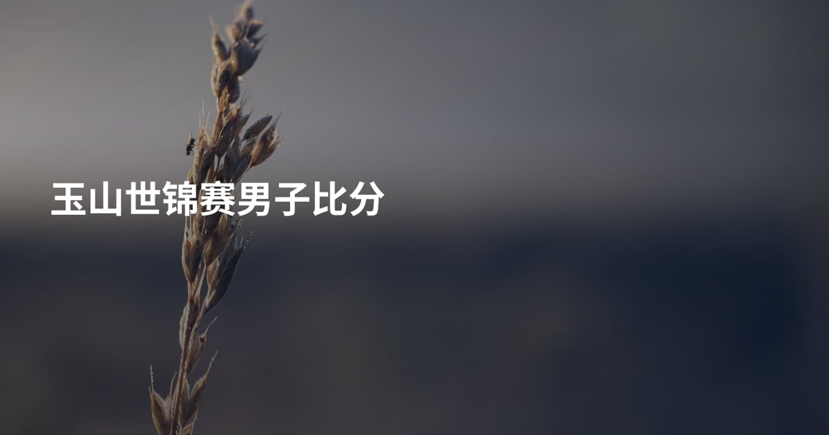 玉山世锦赛男子比分