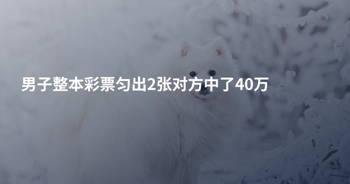 男子整本彩票匀出2张对方中了40万