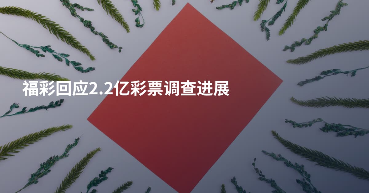 福彩回应2.2亿彩票调查进展