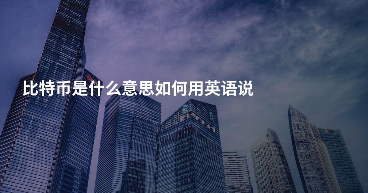 比特币是什么意思如何用英语说