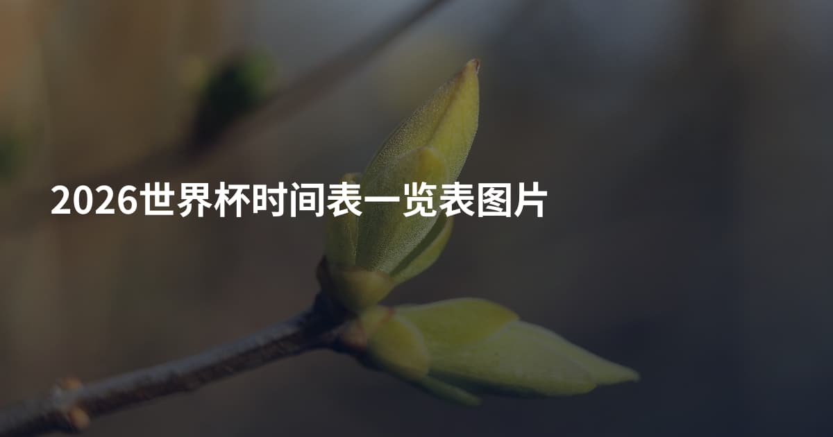 2026世界杯时间表一览表图片