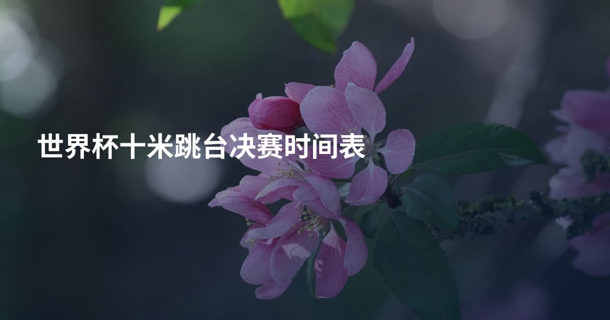 世界杯十米跳台决赛时间表