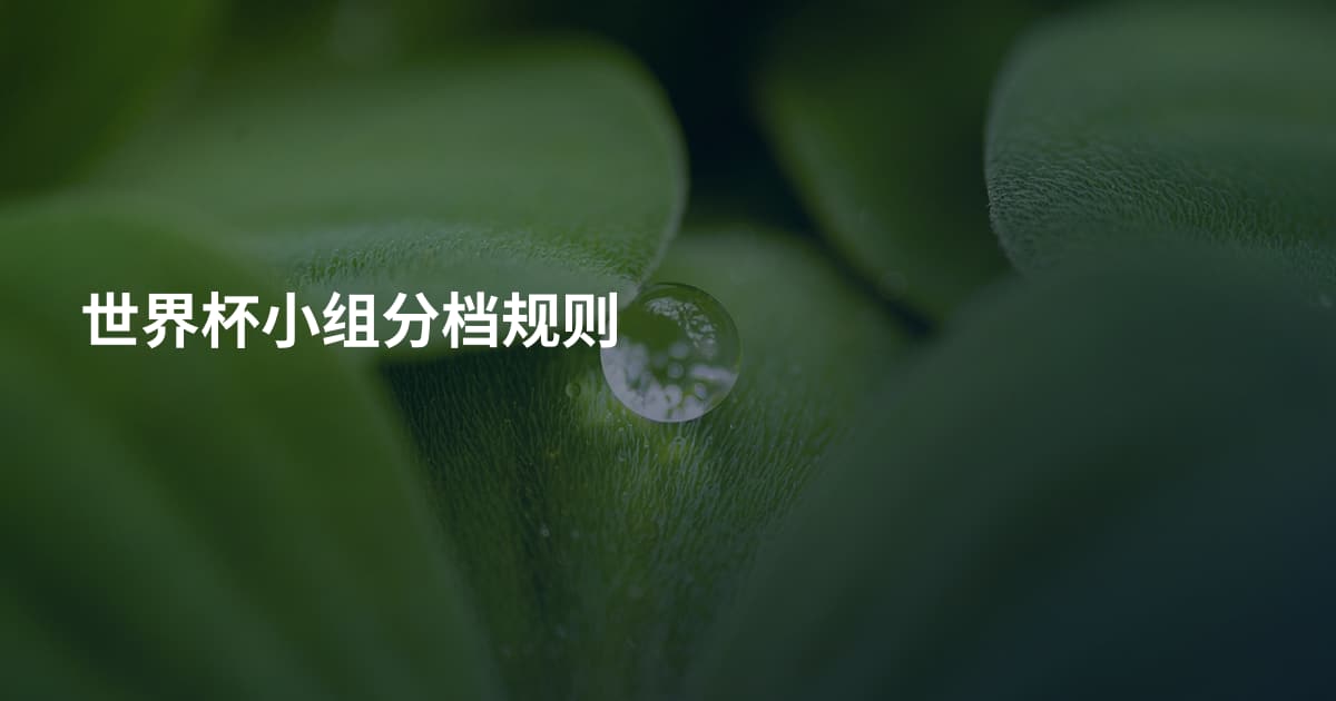 世界杯小组分档规则