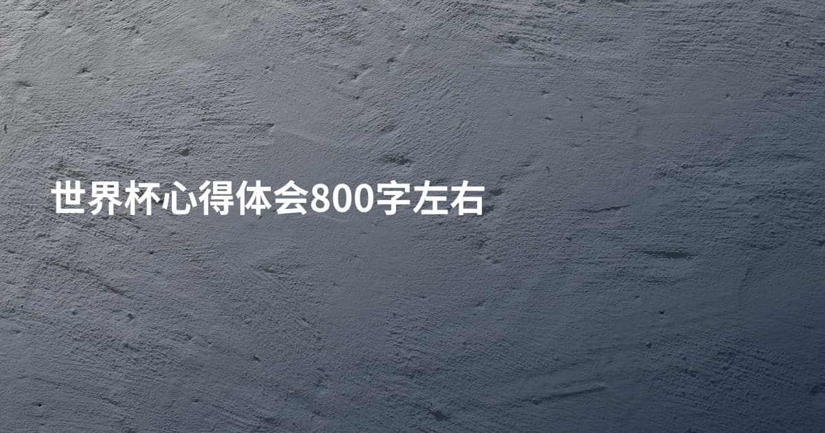 世界杯心得体会800字左右