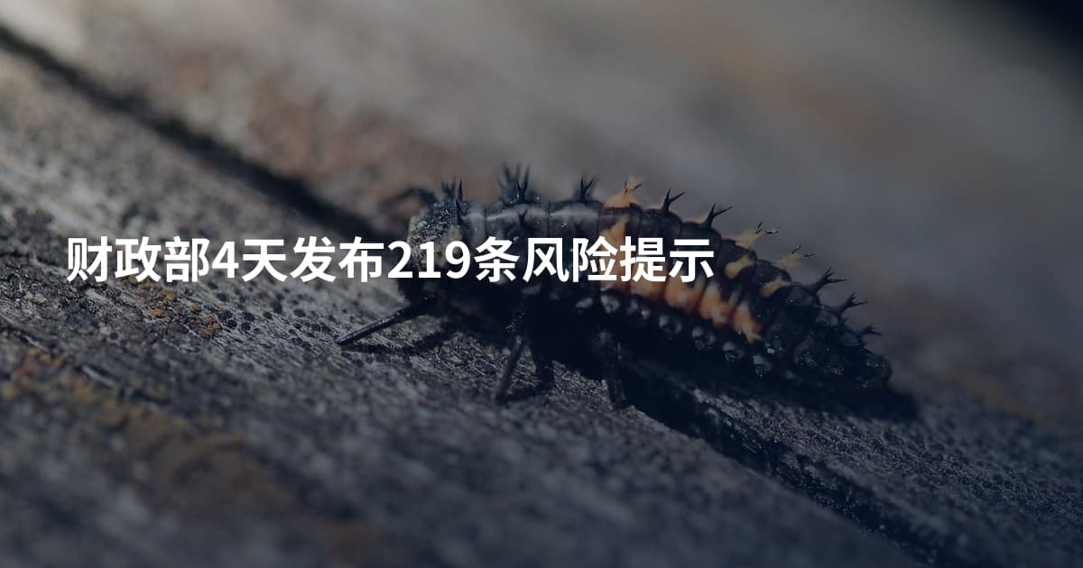 财政部4天发布219条风险提示
