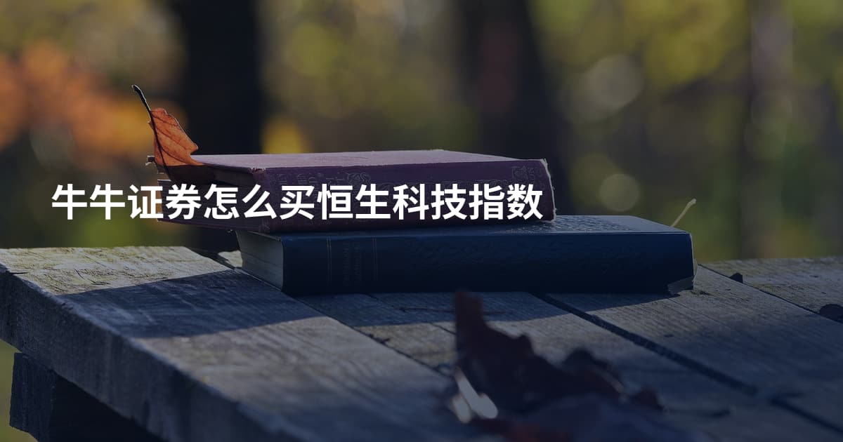 牛牛证券怎么买恒生科技指数