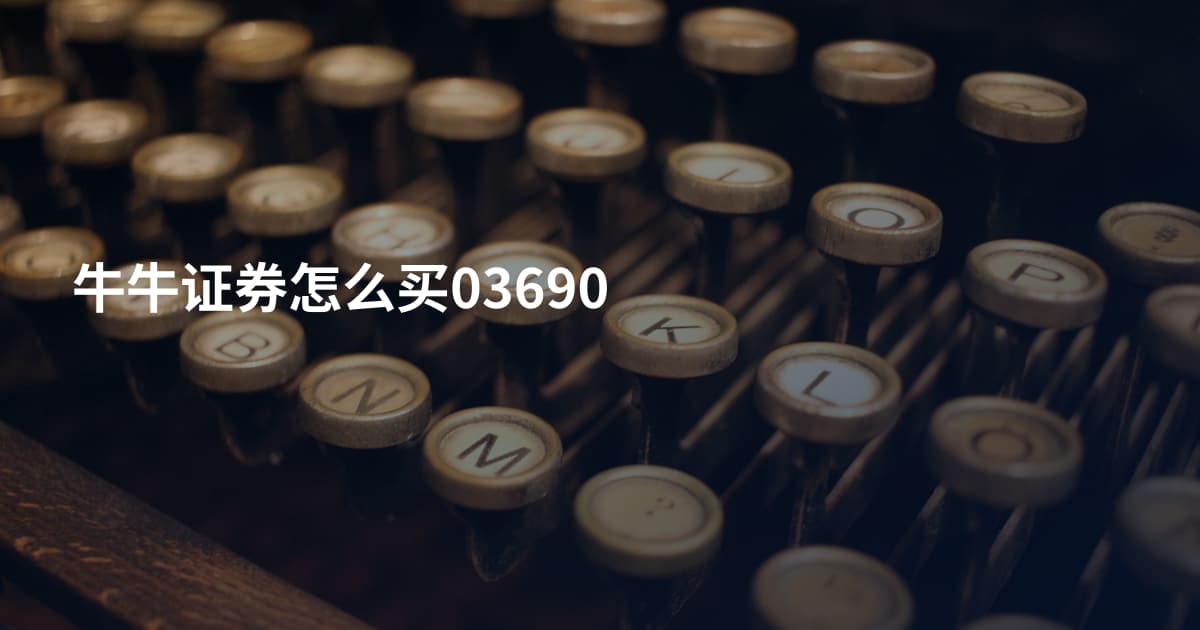 牛牛证券怎么买03690