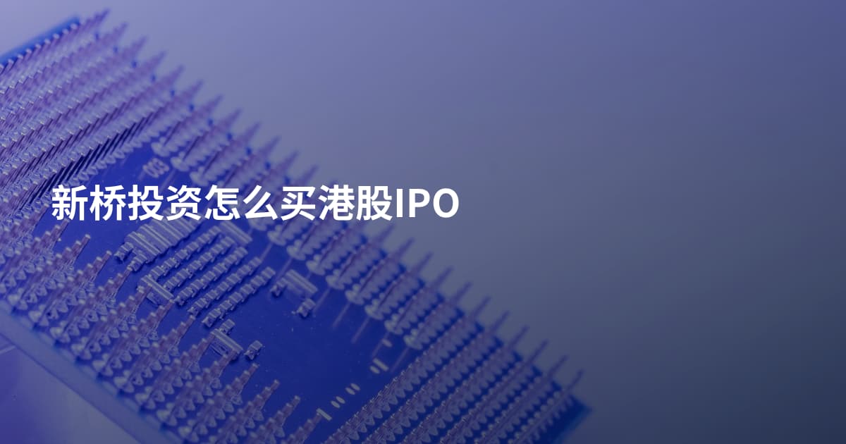 新桥投资怎么买港股IPO