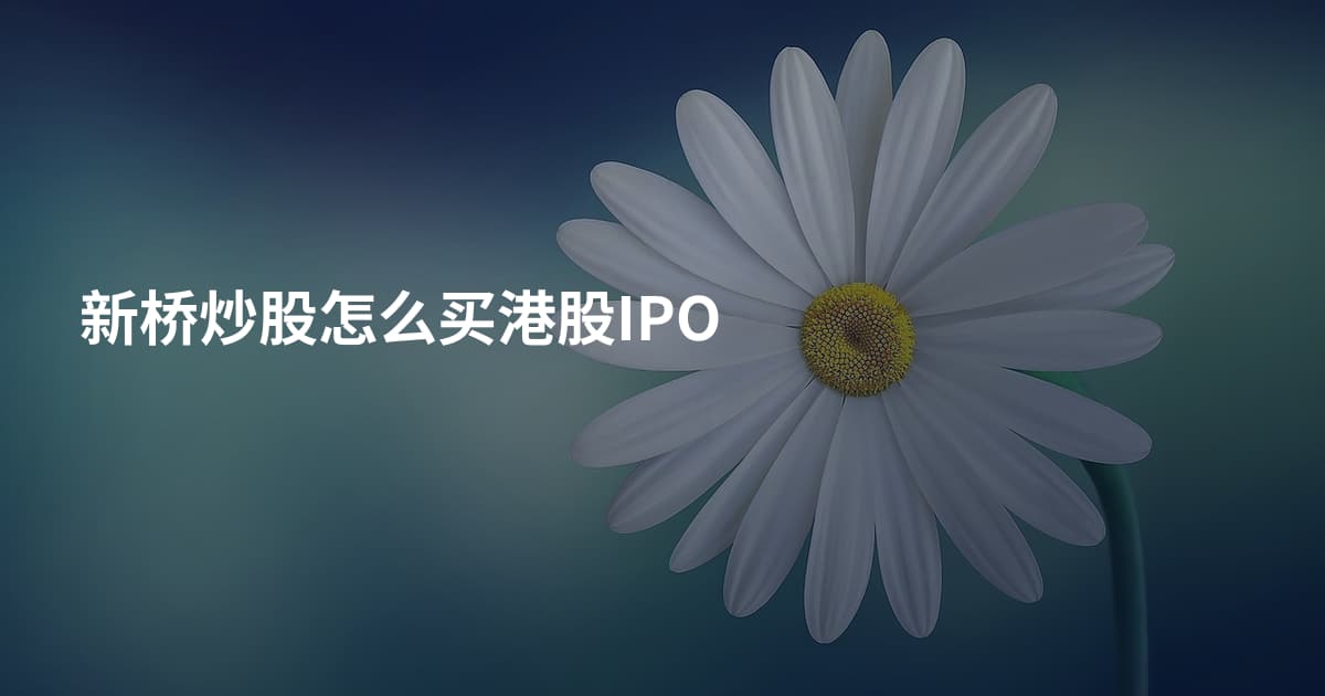 新桥炒股怎么买港股IPO