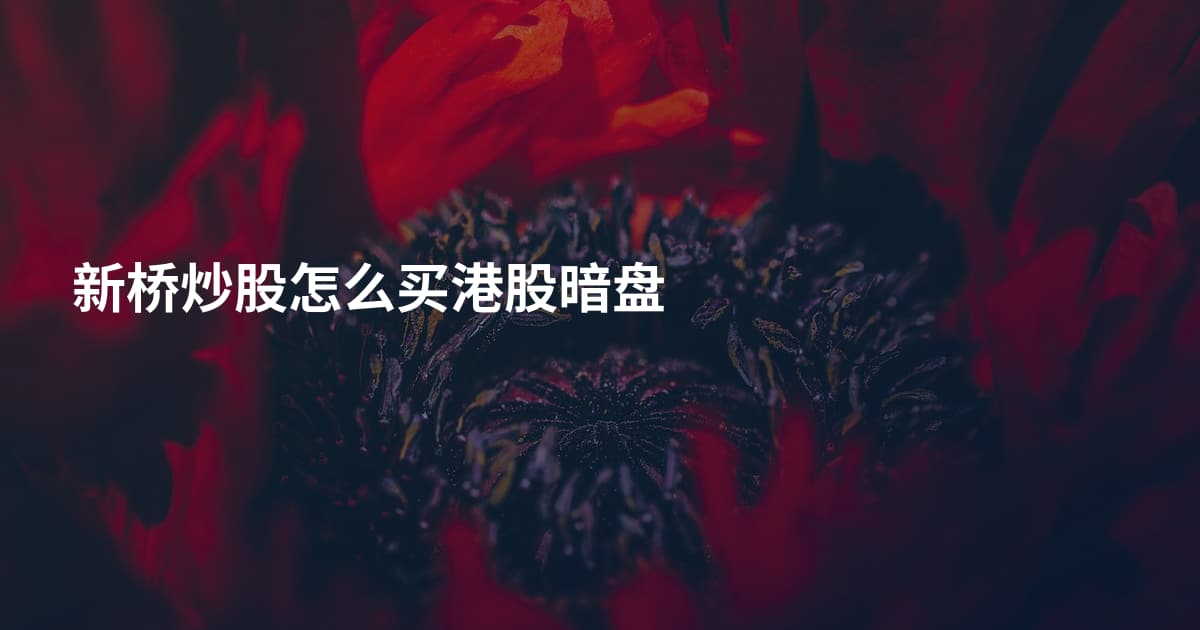 新桥炒股怎么买港股暗盘