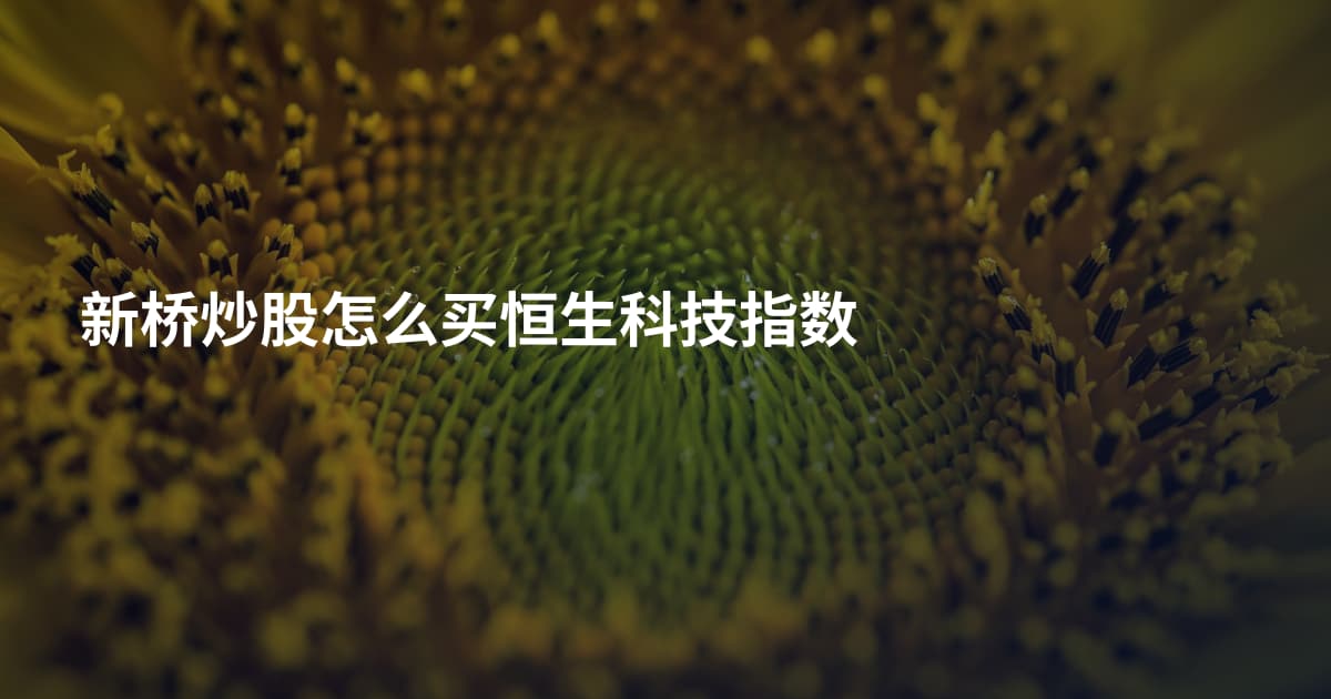 新桥炒股怎么买恒生科技指数