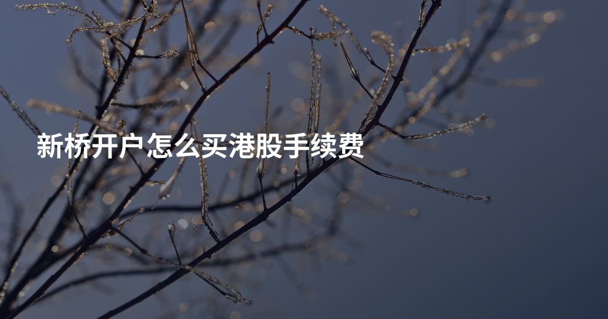新桥开户怎么买港股手续费