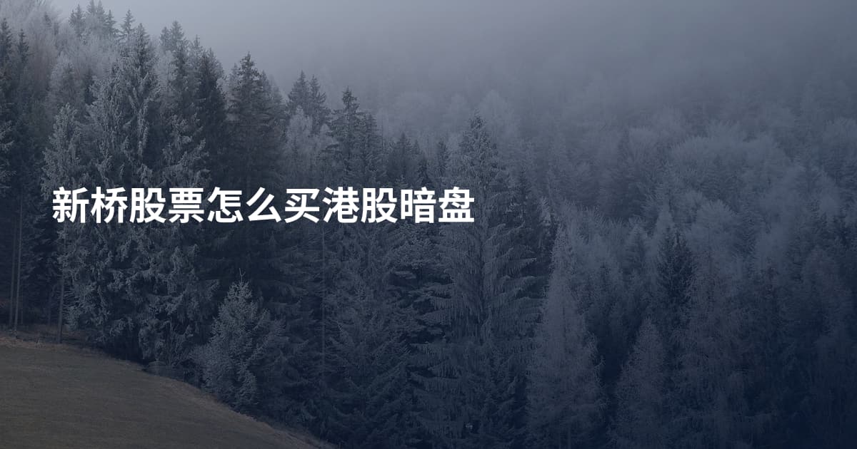新桥股票怎么买港股暗盘