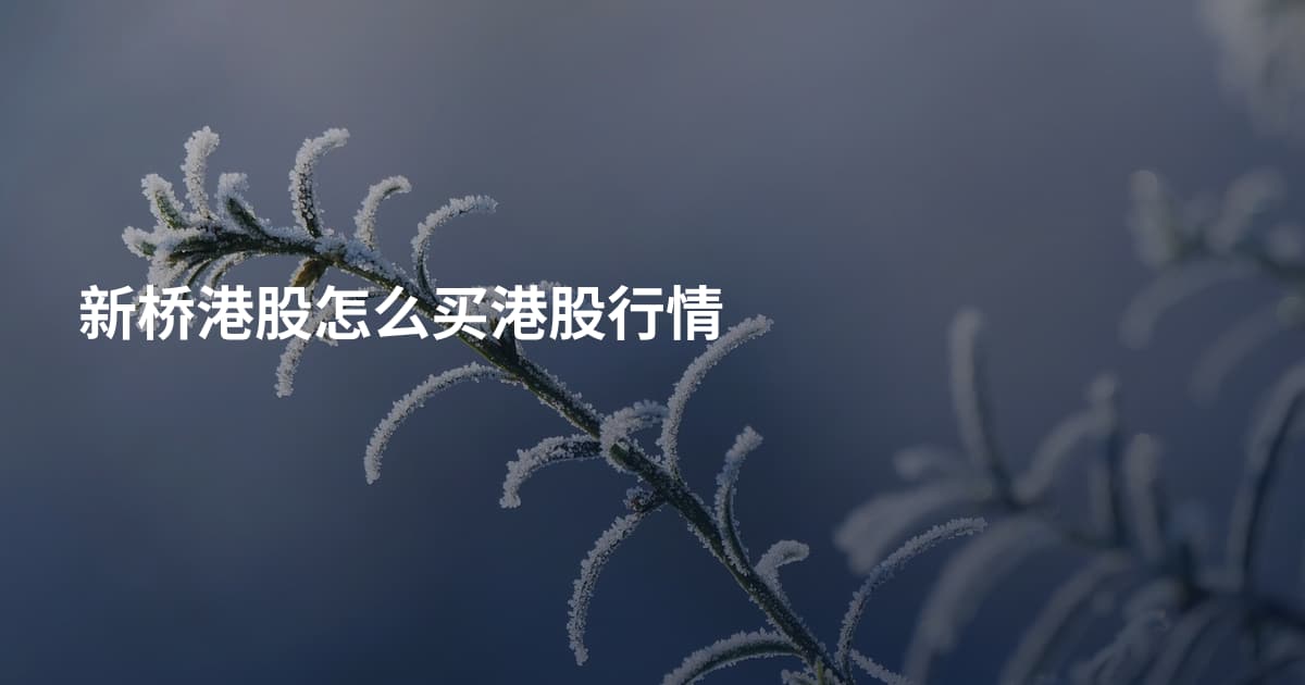 新桥港股怎么买港股行情
