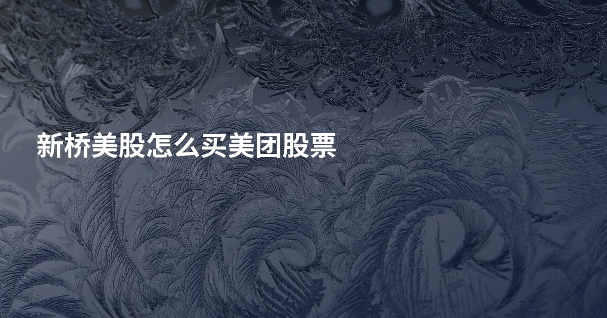 新桥美股怎么买美团股票